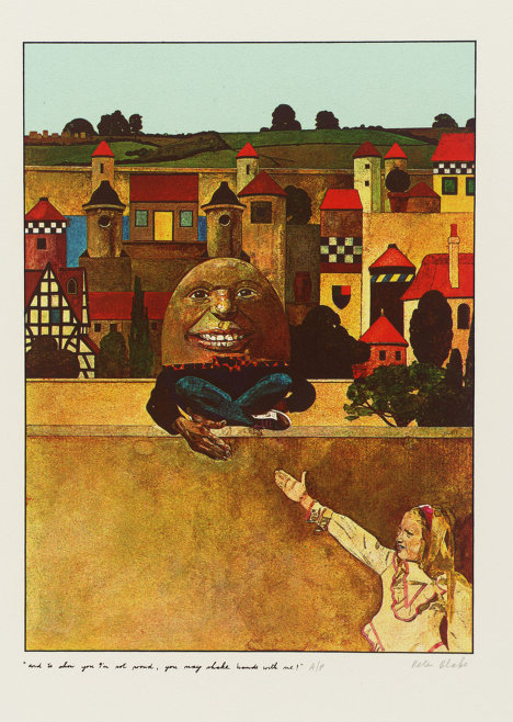 Питер Блейк "Можешь пожать мне руку - я не гордый!" - иллюстрация к книге Льюиса Кэррола "Алиса в Зазеркалье" 